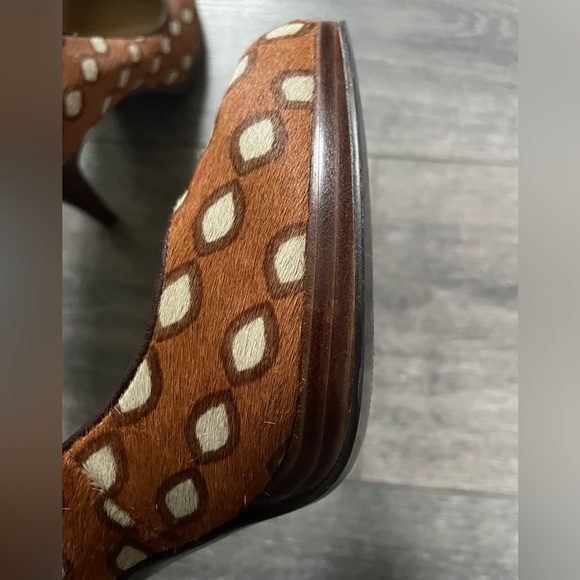 NWT Nine West Rocha Pumps Exotic Pony Hair Leather Platform Stiletto Heels - Picture 2 of 5